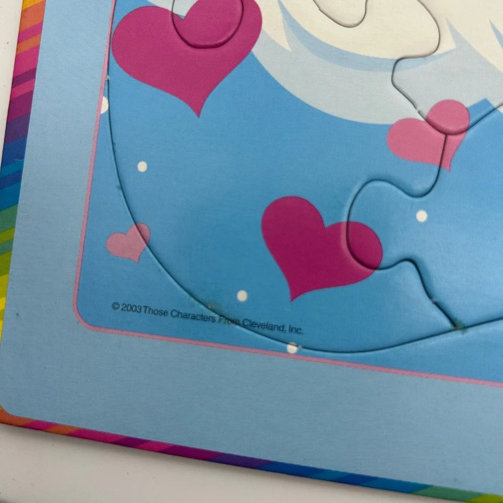 Vintage 2003 Care Bears RoseArt Frame Tray Puzzle 25 Piece 2pk Follow Your Heart